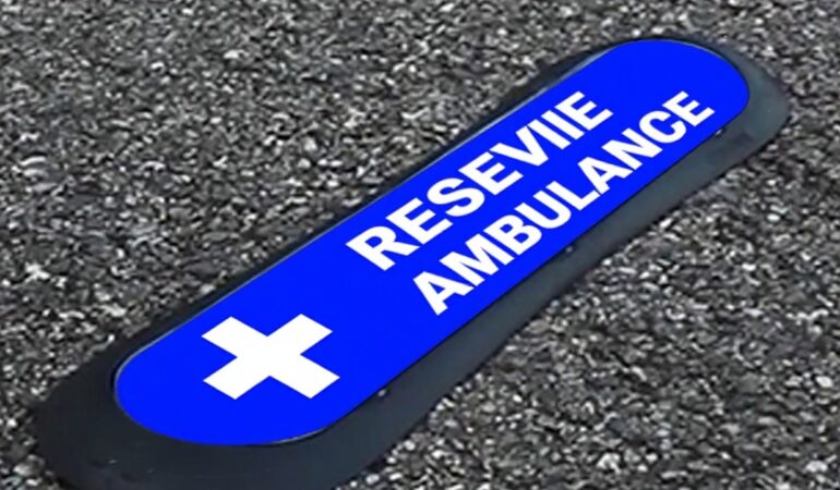 Signaletique parking revendeur professionnel Com Park brevetee visuel reserve ambulance installee en belgique